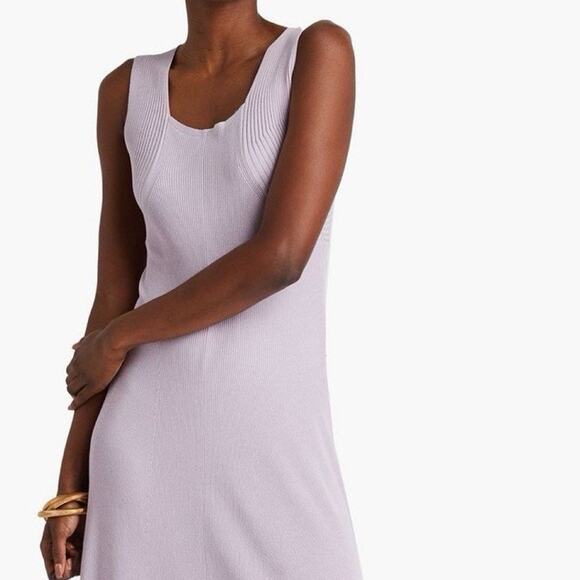 By Malene Birger Lilo Ribbed Knit Maxi Dress Lilac Size 6 Stretch Luxury - Picture 4 of 11